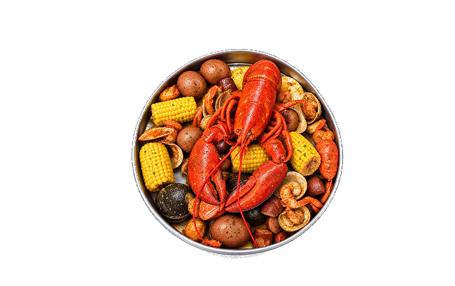 Seafood boil in a pan